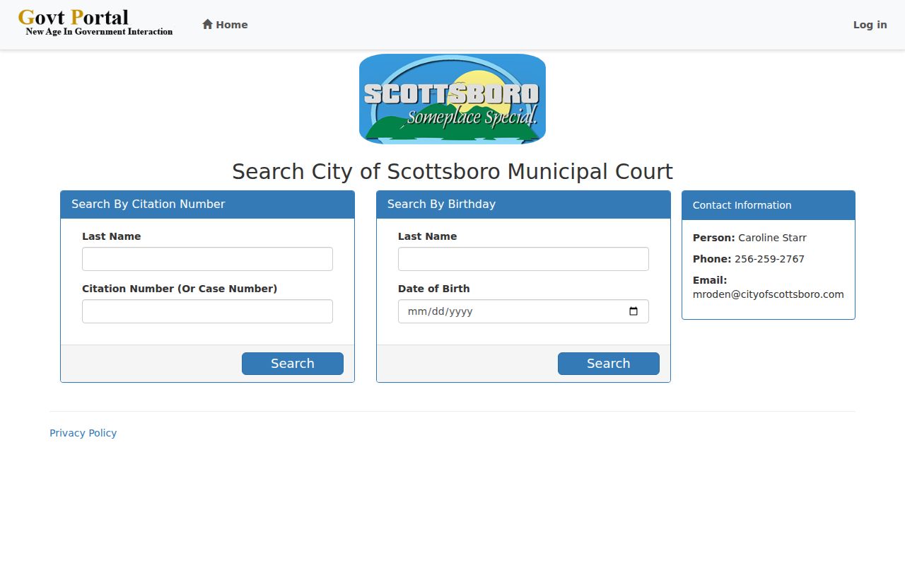 Jackson County traffic warrant citation search fields